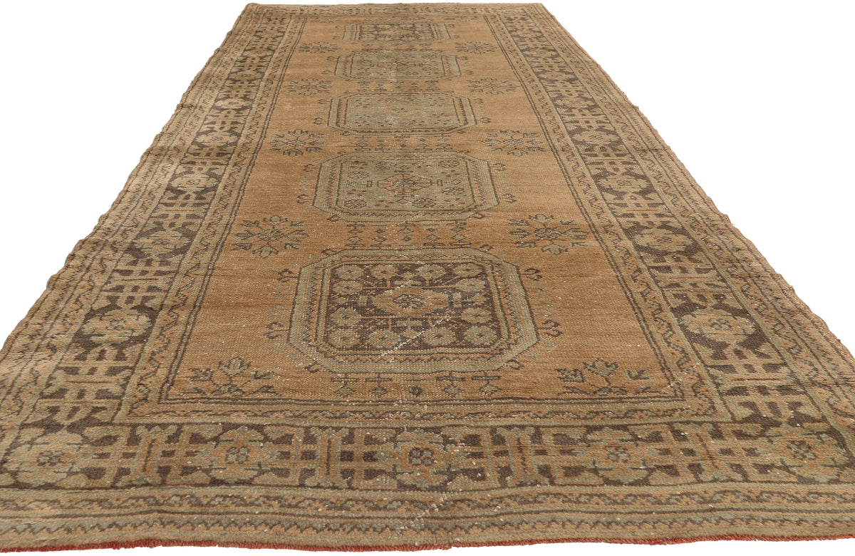 5 x 12 - Brown Vintage Turkish Oushak Rug - 51146