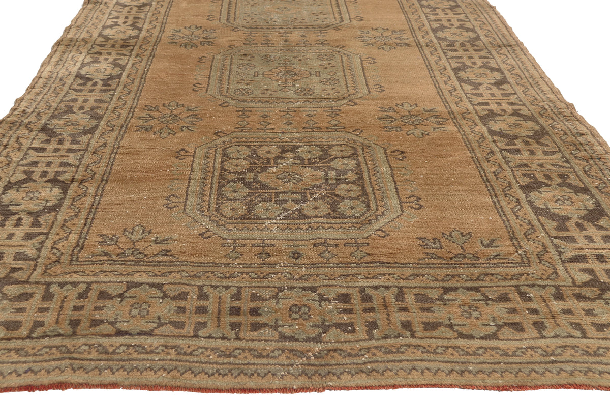 5 x 12 - Brown Vintage Turkish Oushak Rug - 51146