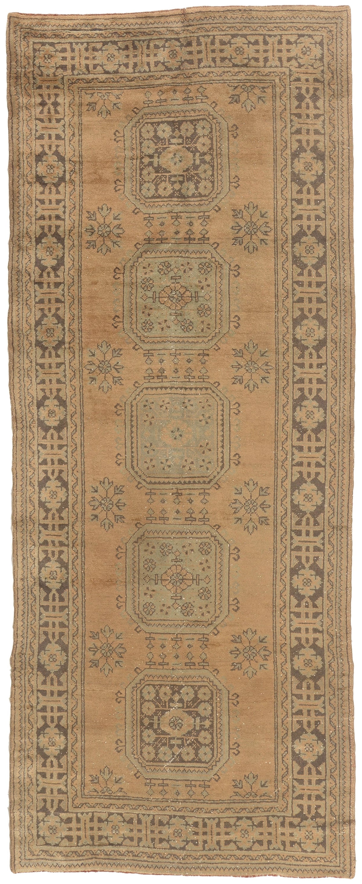5 x 12 - Brown Vintage Turkish Oushak Rug - 51146