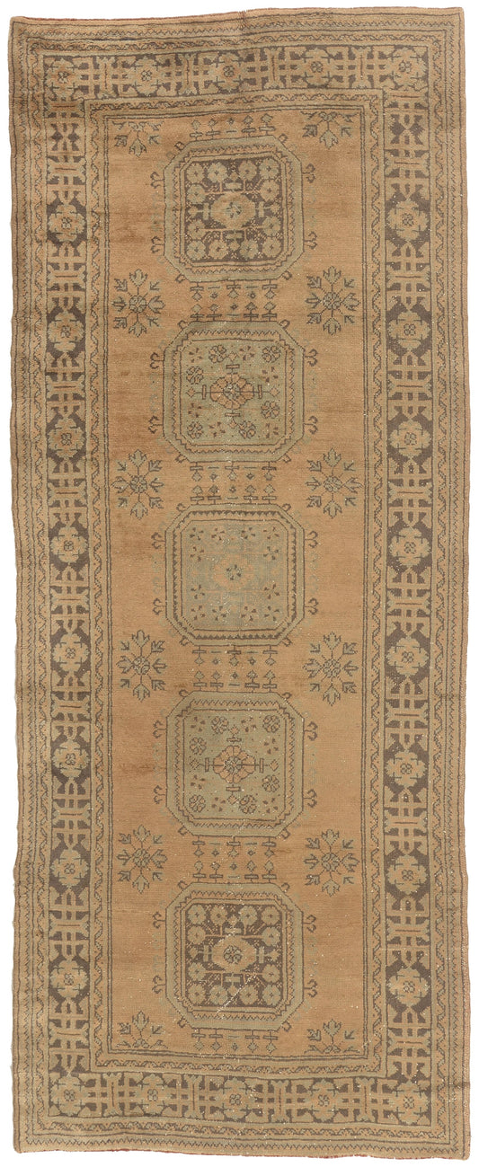 5 x 12 - Brown Vintage Turkish Oushak Rug - 51146