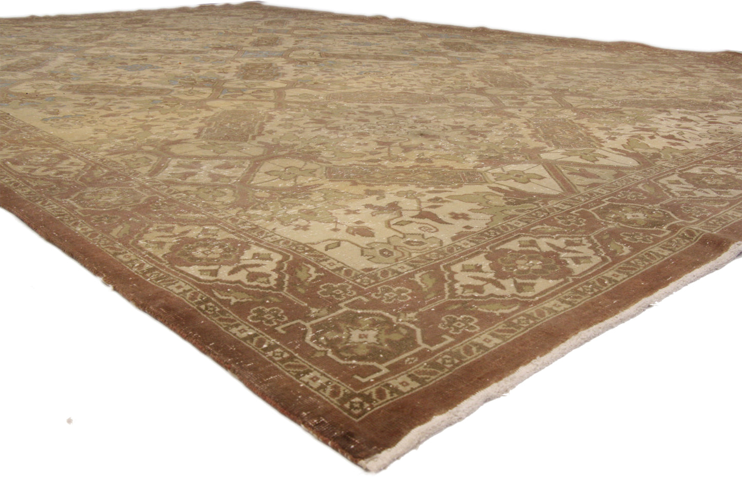 10 x 16 - Brown Vintage Persian Tabriz Rug - 51164