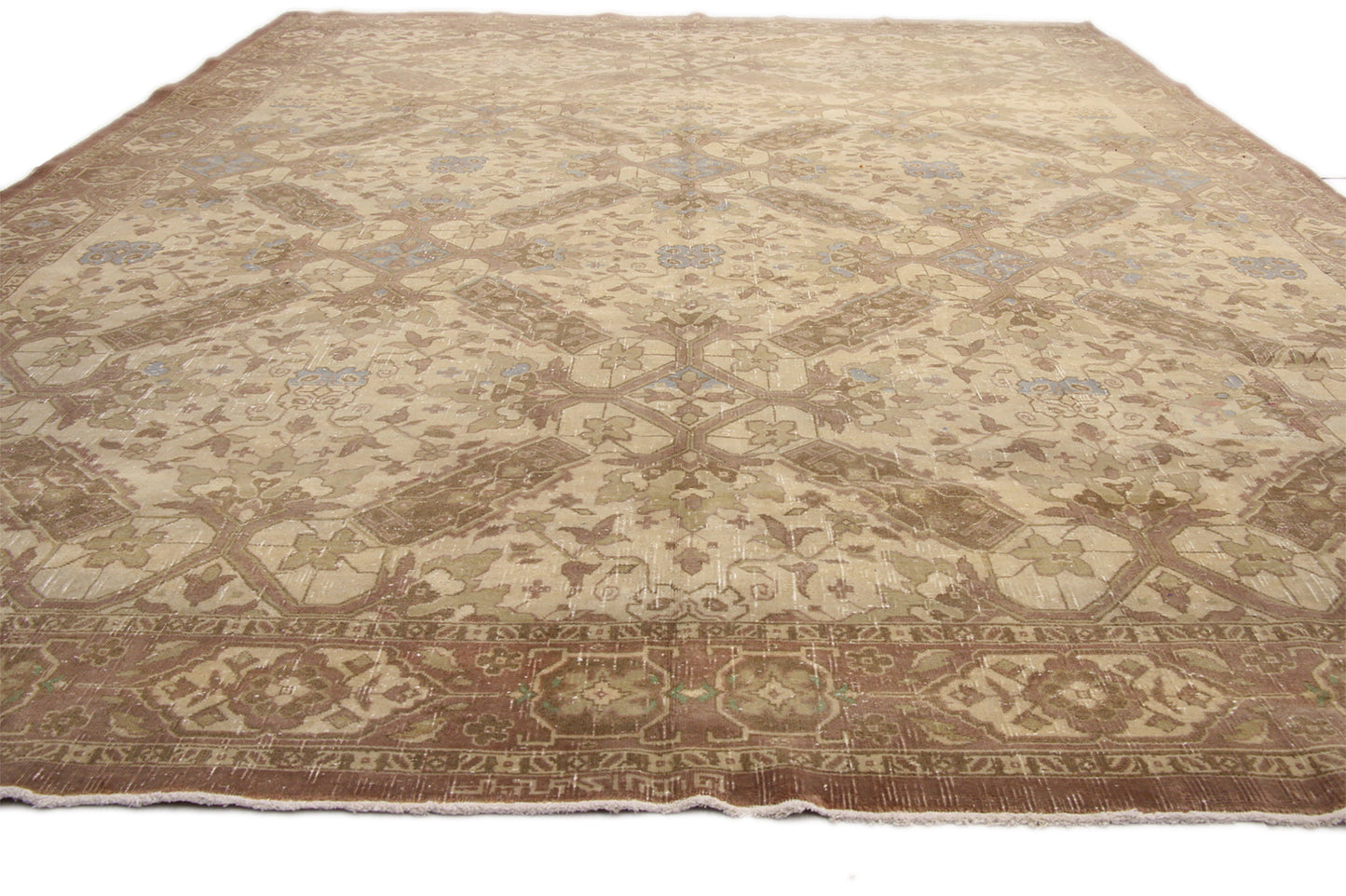 10 x 16 - Brown Vintage Persian Tabriz Rug - 51164