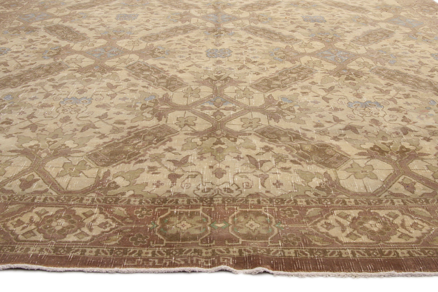 10 x 16 - Brown Vintage Persian Tabriz Rug - 51164