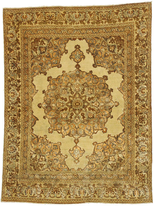 4 x 5 - Brown Vintage Turkish Tabriz Rug - 51173
