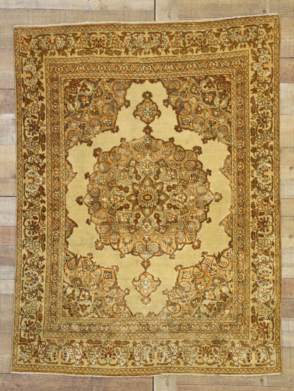 4 x 5 - Brown Vintage Turkish Tabriz Rug - 51173
