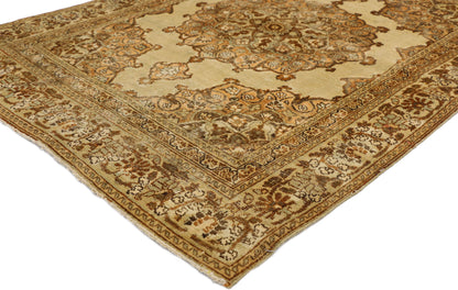 4 x 5 - Brown Vintage Turkish Tabriz Rug - 51173