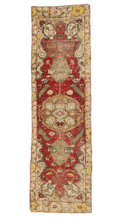 3 x 9 - Red Vintage Turkish Oushak Rug - 51189