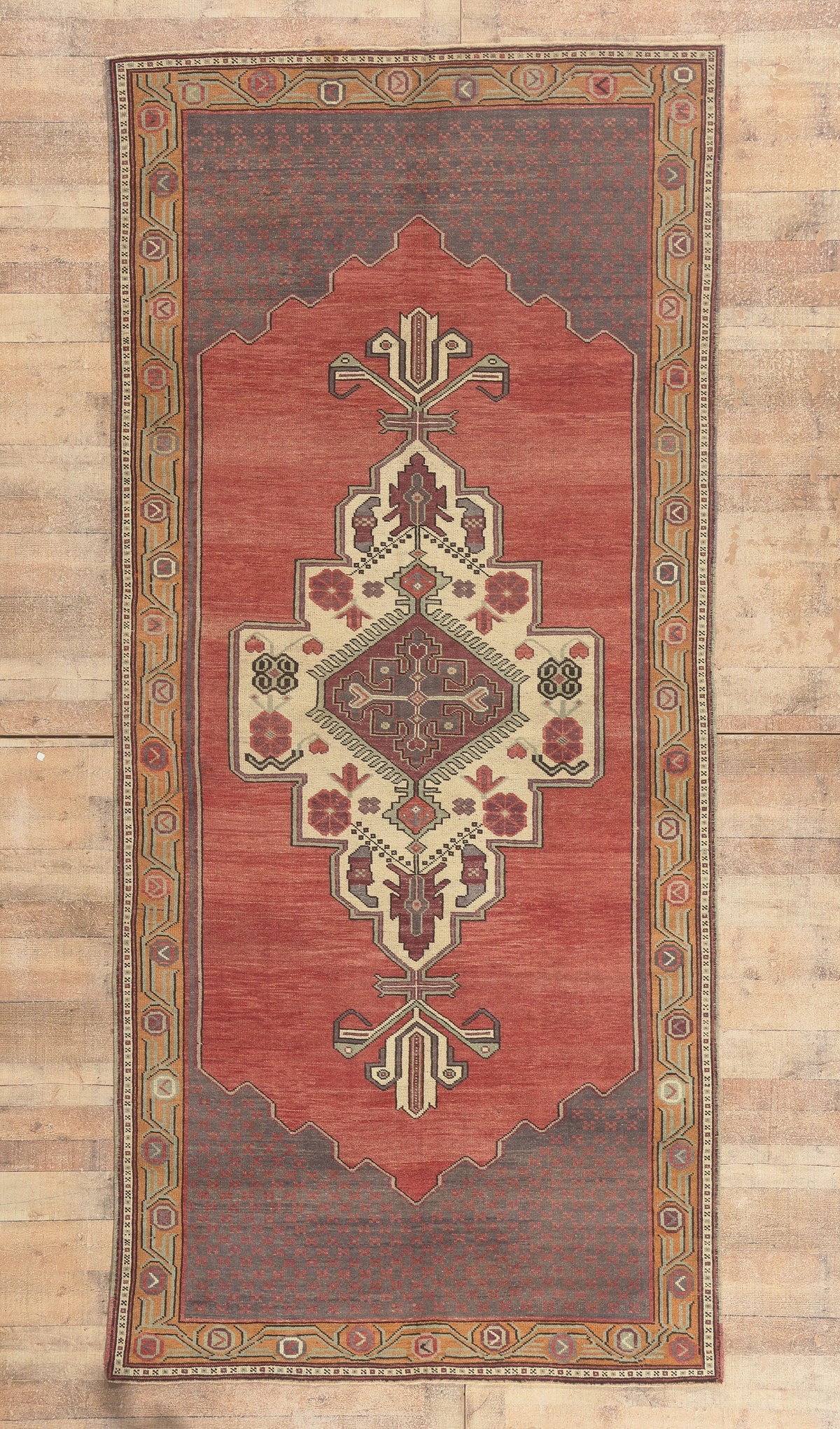 5 x 11 - Red Vintage Turkish Oushak Rug - 51363