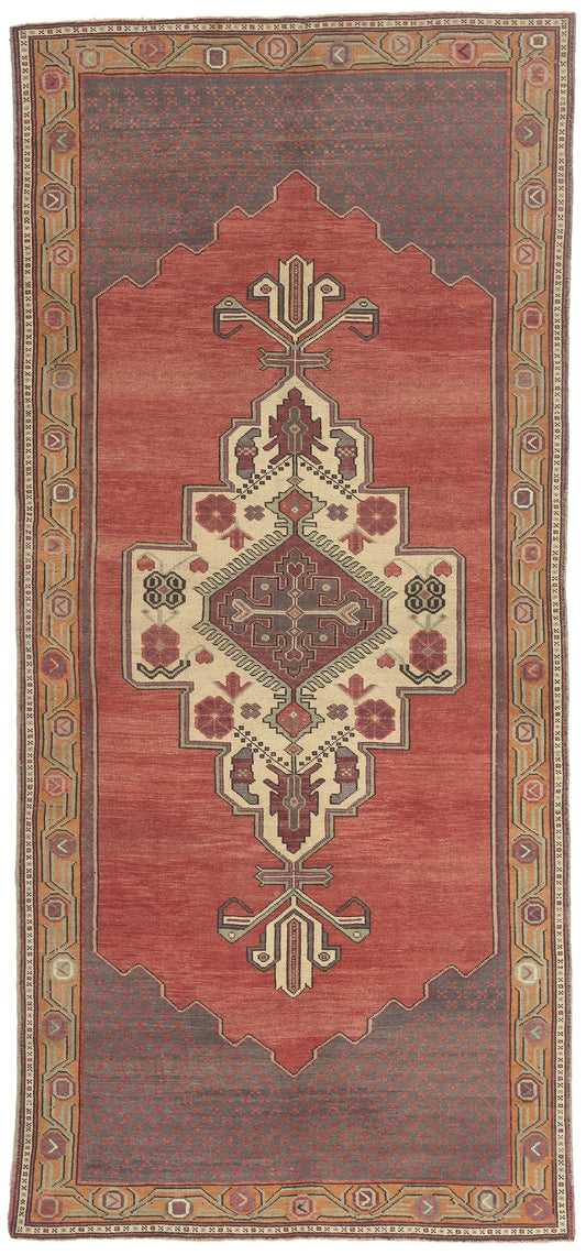 5 x 11 - Red Vintage Turkish Oushak Rug - 51363