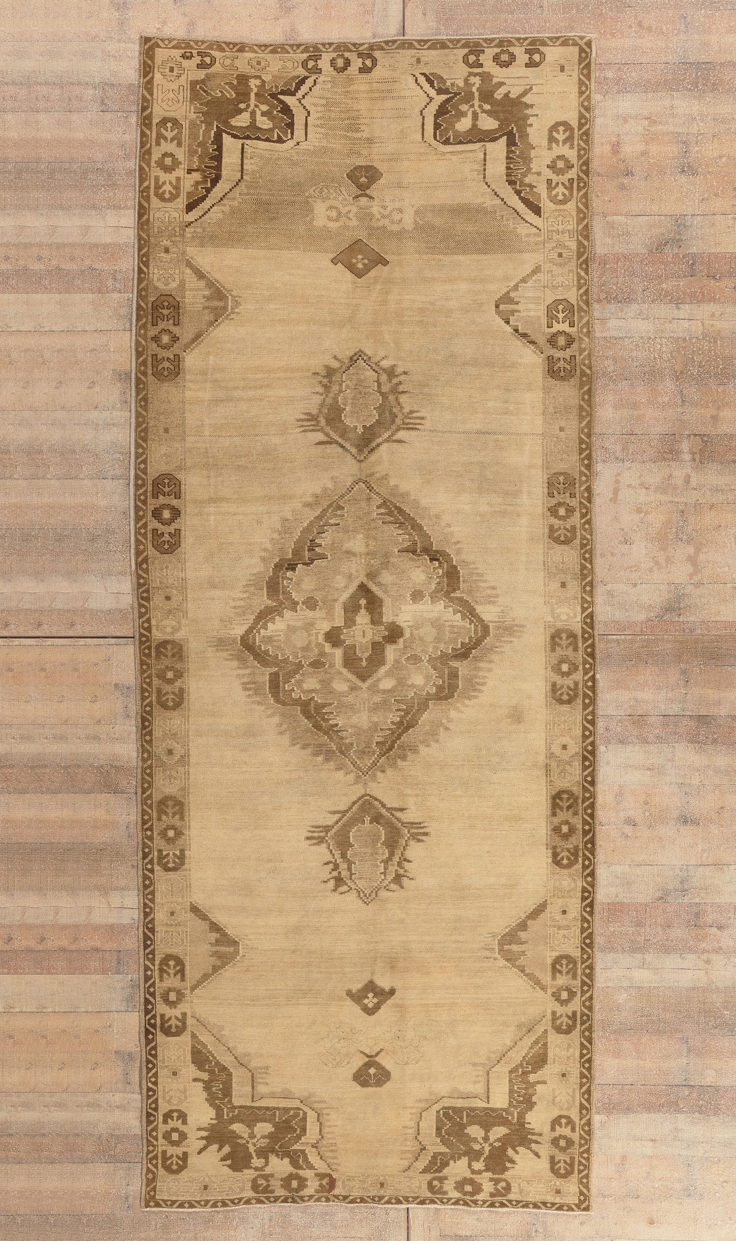 5 x 13 - Tan Vintage Turkish Oushak Rug - 51370