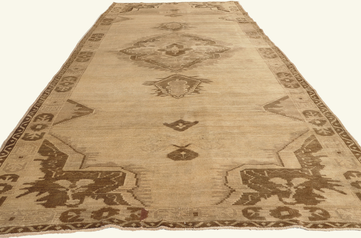5 x 13 - Tan Vintage Turkish Oushak Rug - 51370