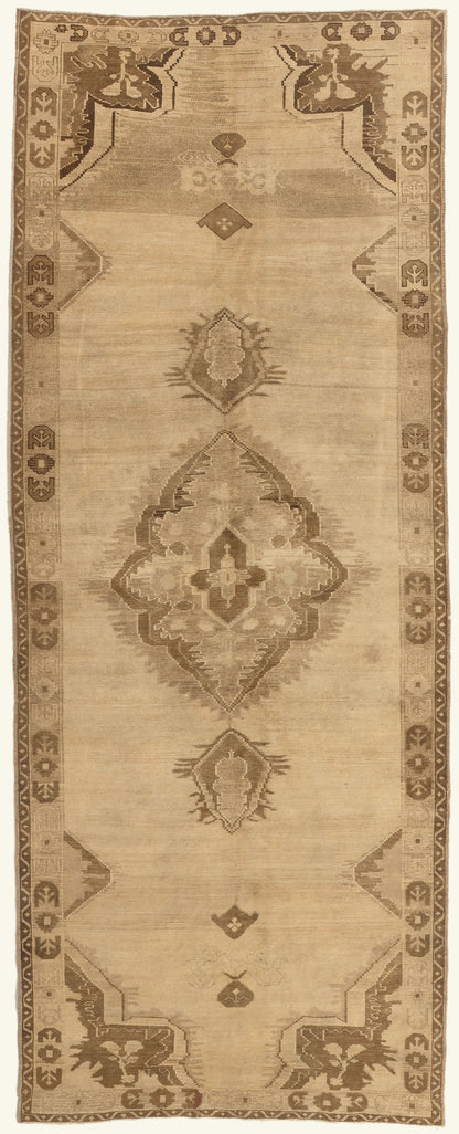 5 x 13 - Tan Vintage Turkish Oushak Rug - 51370