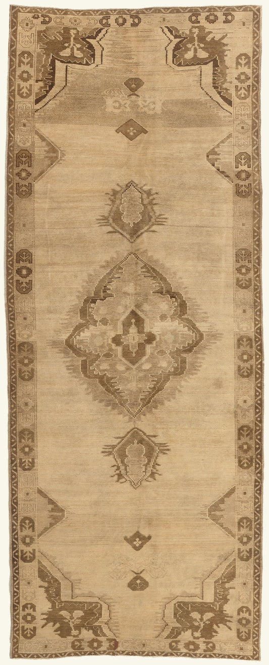 5 x 13 - Tan Vintage Turkish Oushak Rug - 51370