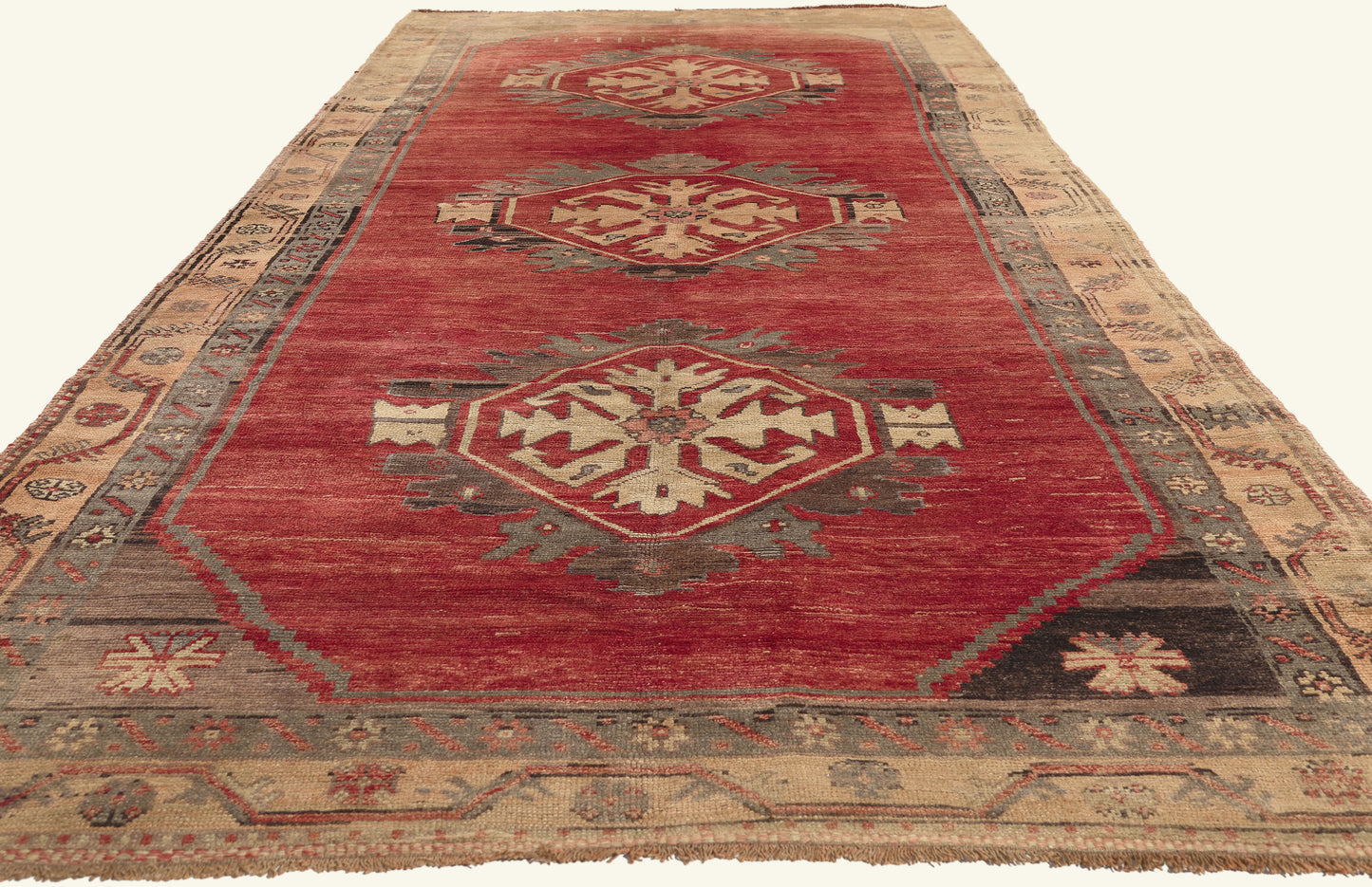 5 x 12 - Red Vintage Turkish Oushak Rug - 51383