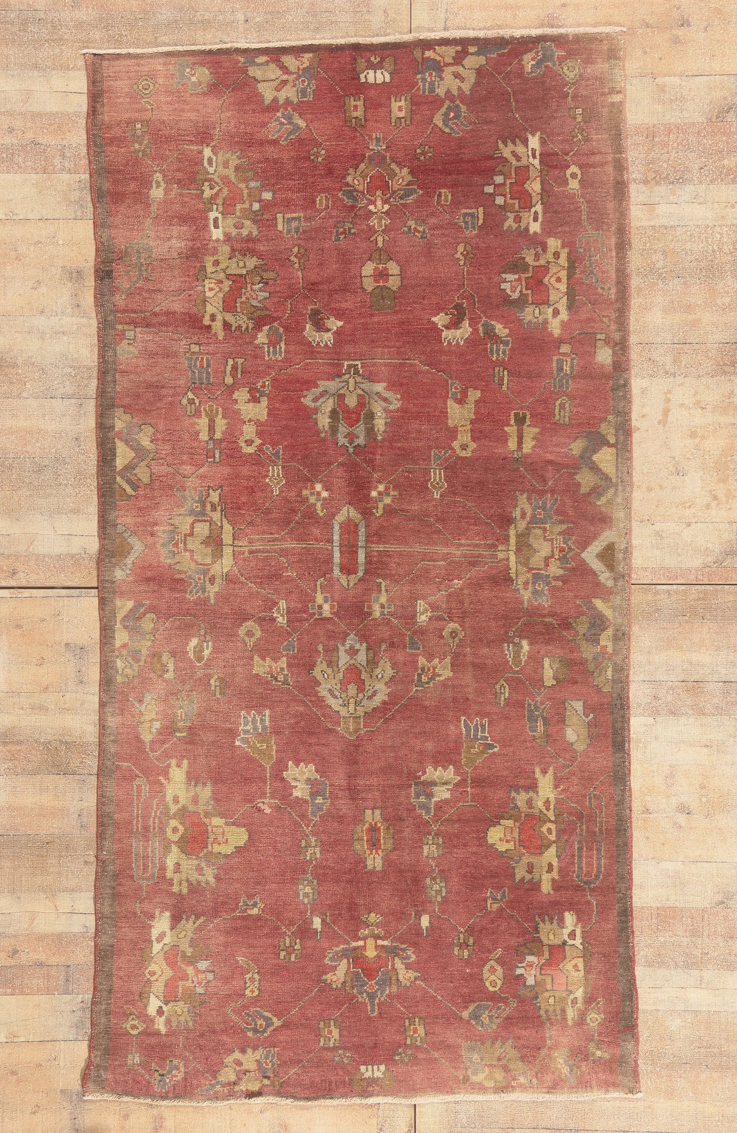 5 x 10 - Red Vintage Turkish Oushak Rug - 51402