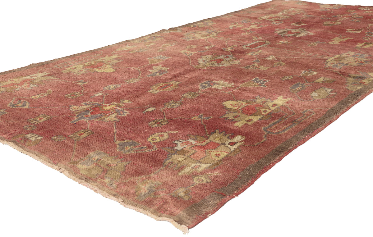 5 x 10 - Red Vintage Turkish Oushak Rug - 51402