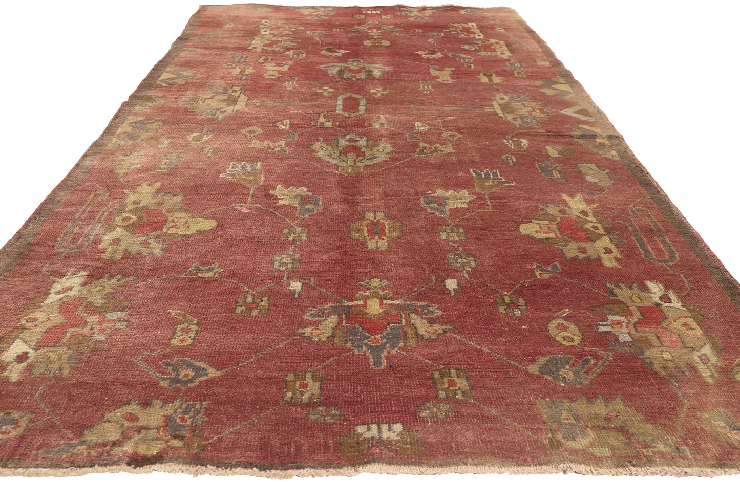 5 x 10 - Red Vintage Turkish Oushak Rug - 51402