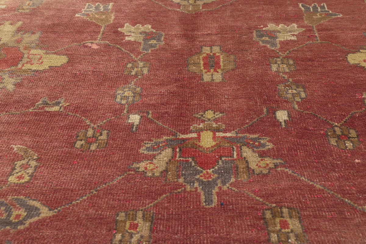 5 x 10 - Red Vintage Turkish Oushak Rug - 51402