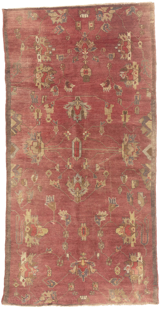 5 x 10 - Red Vintage Turkish Oushak Rug - 51402