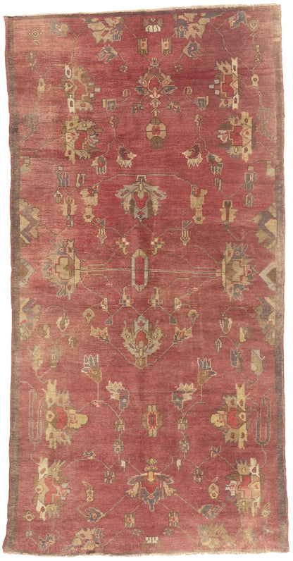 5 x 10 - Red Vintage Turkish Oushak Rug - 51402
