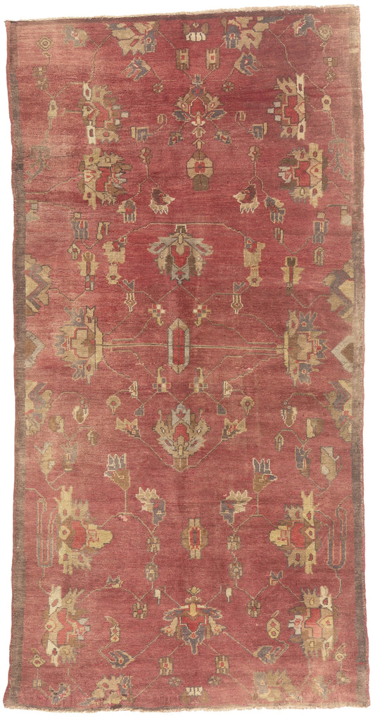 5 x 10 - Red Vintage Turkish Oushak Rug - 51402