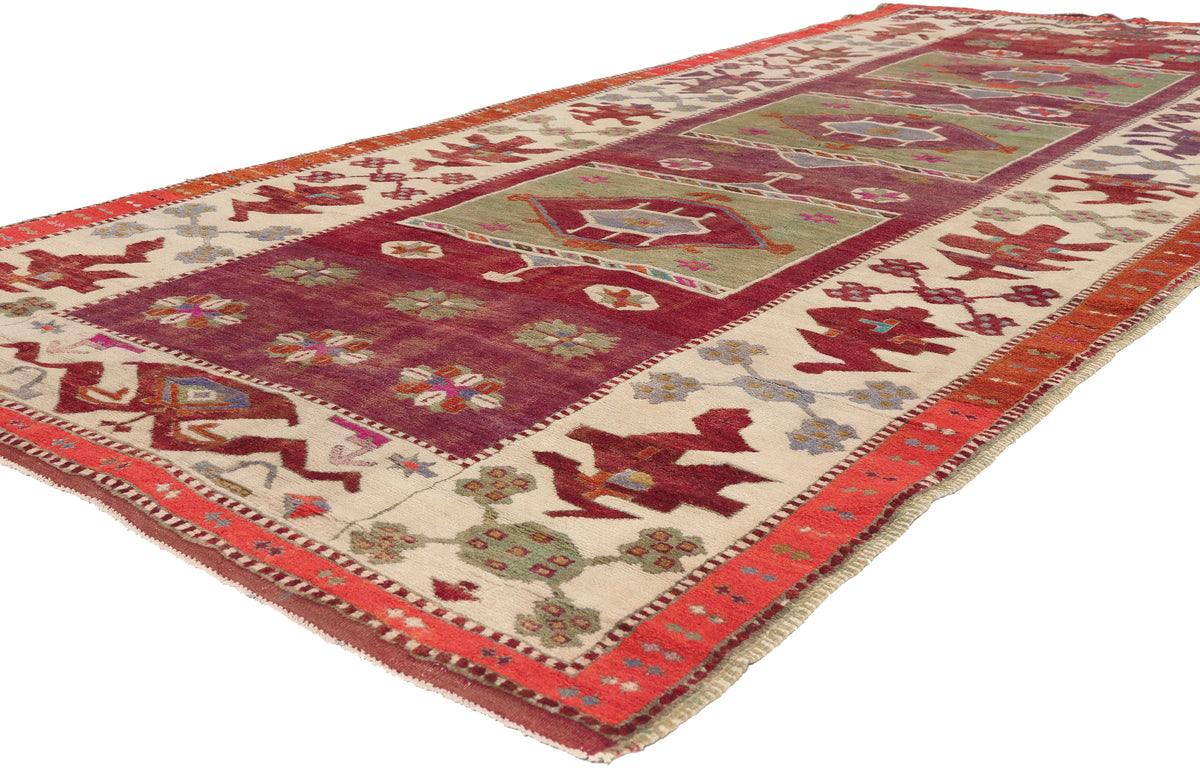 5 x 11 - Burgundy Vintage Turkish Oushak Rug - 51798