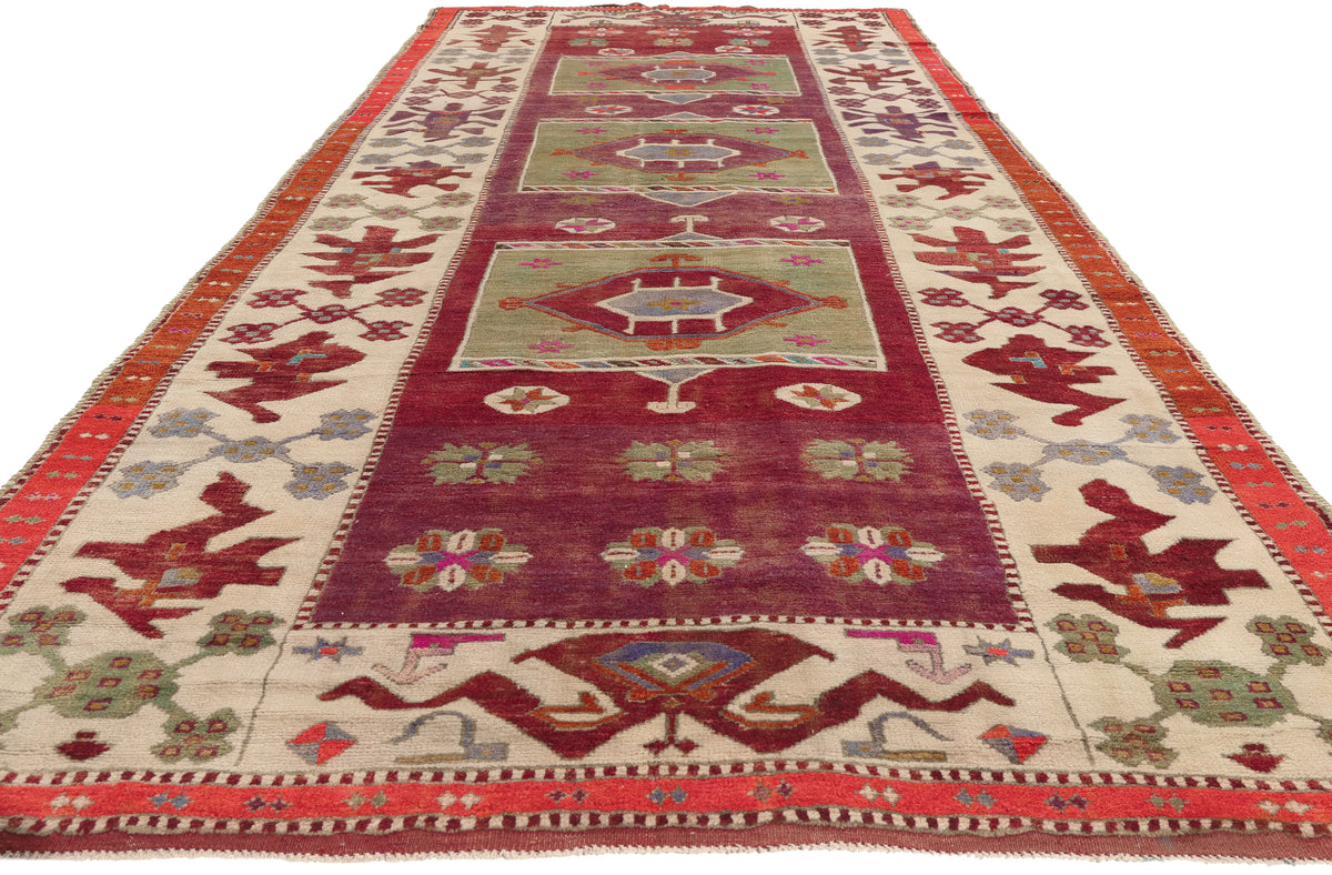 5 x 11 - Burgundy Vintage Turkish Oushak Rug - 51798