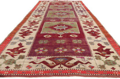5 x 11 - Burgundy Vintage Turkish Oushak Rug - 51798
