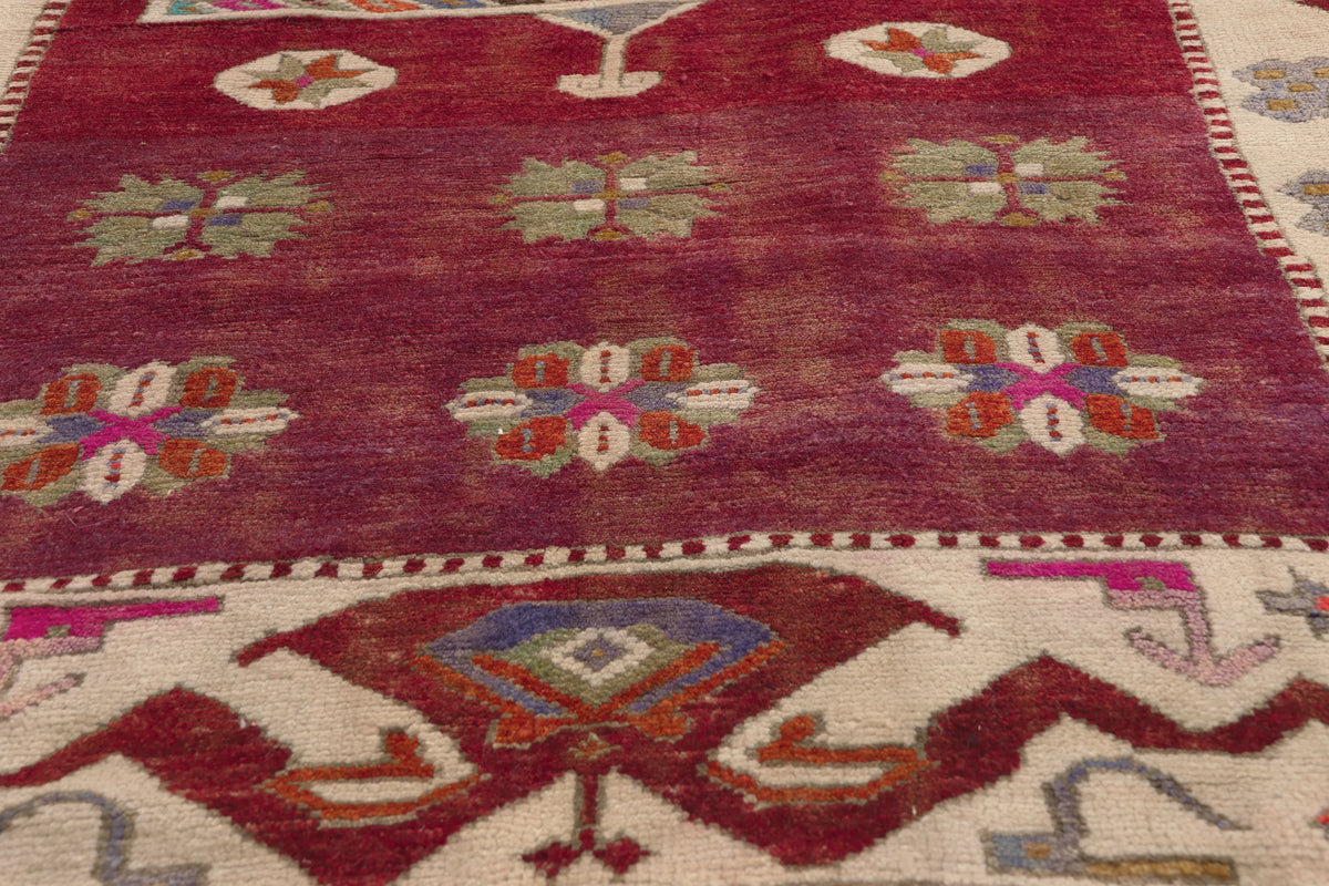 5 x 11 - Burgundy Vintage Turkish Oushak Rug - 51798