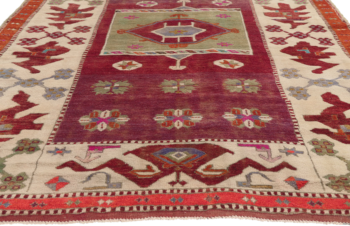 5 x 11 - Burgundy Vintage Turkish Oushak Rug - 51798