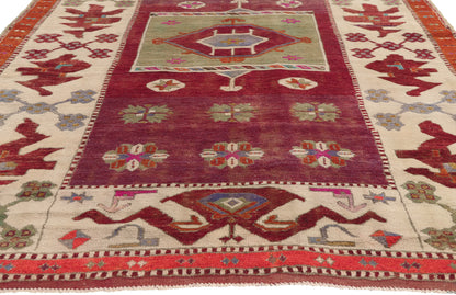 5 x 11 - Burgundy Vintage Turkish Oushak Rug - 51798
