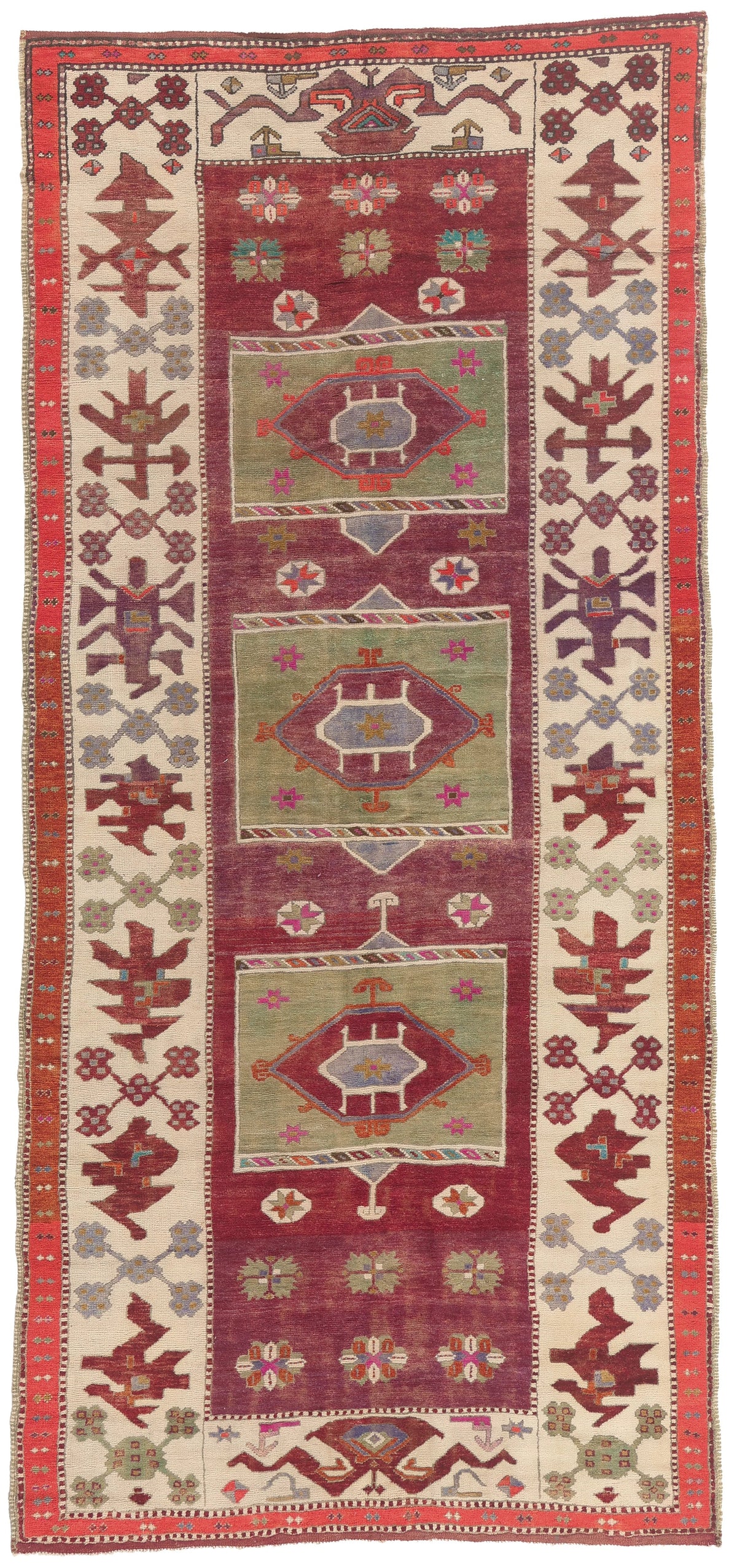 5 x 11 - Burgundy Vintage Turkish Oushak Rug - 51798