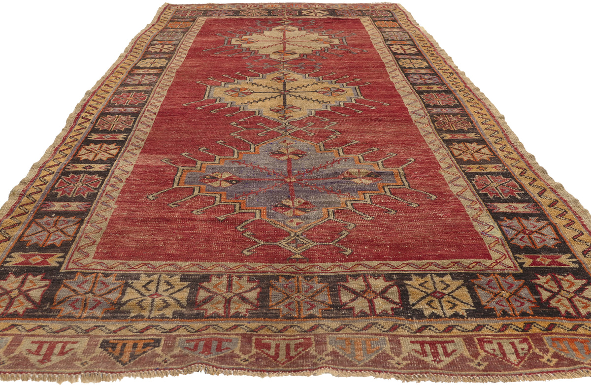 5 x 11 - Red Vintage Turkish Oushak Rug - 51801