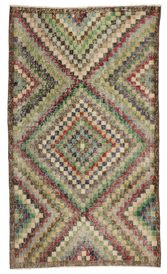 4 x 7 - Brown Vintage Turkish Sivas Rug - 51953