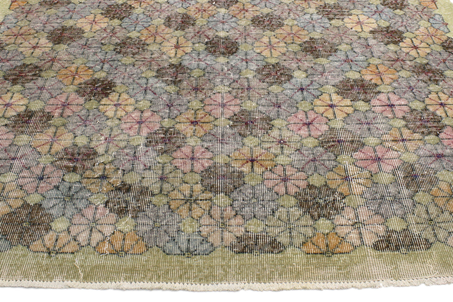 6 x 10 - Green Vintage Turkish Sivas Rug - 52023
