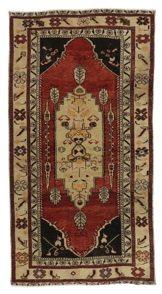 3 x 6 - Red Vintage Turkish Oushak Rug - 52111