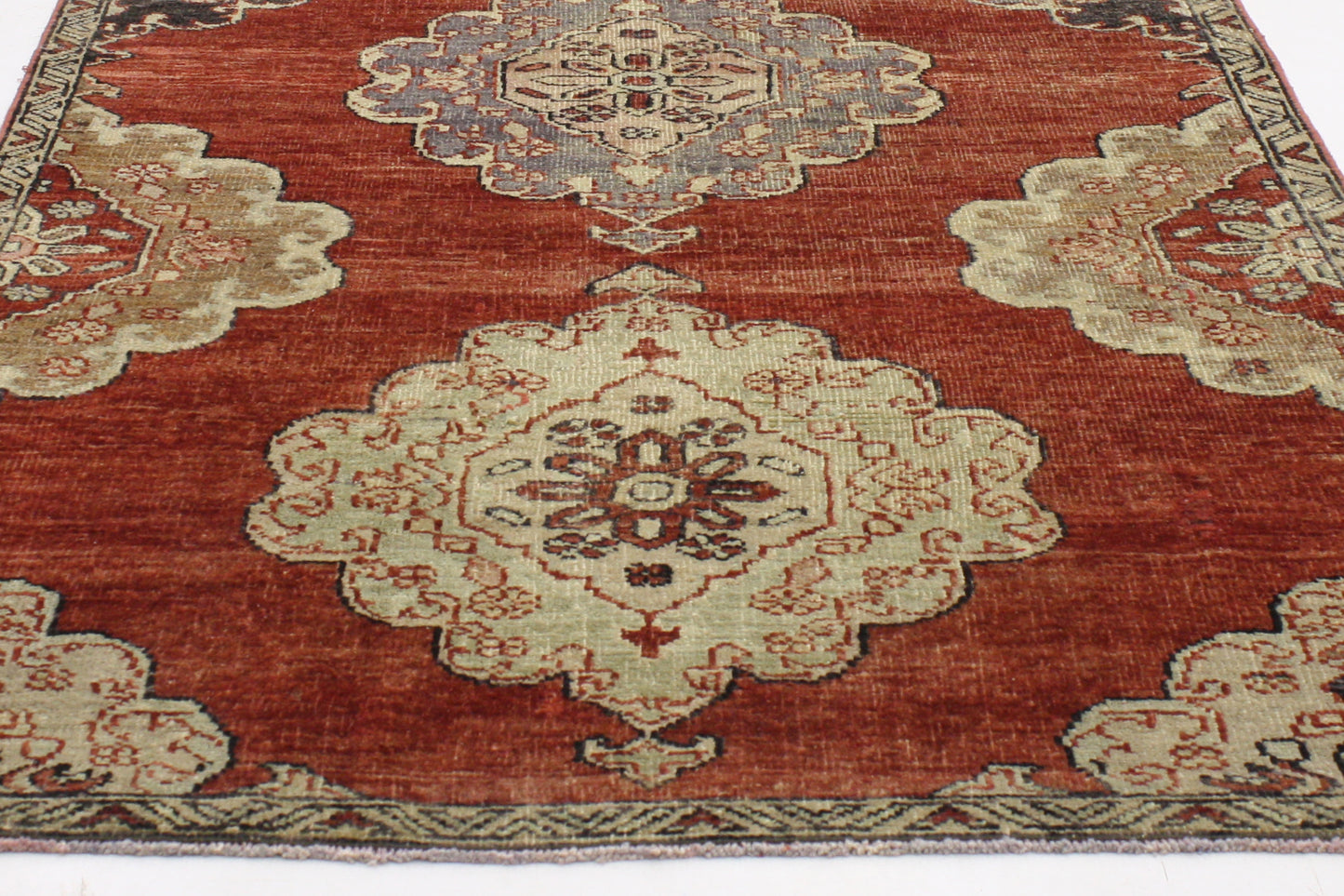 4 x 12 - Red Vintage Turkish Oushak Rug - 52251