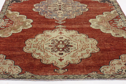 4 x 12 - Red Vintage Turkish Oushak Rug - 52251