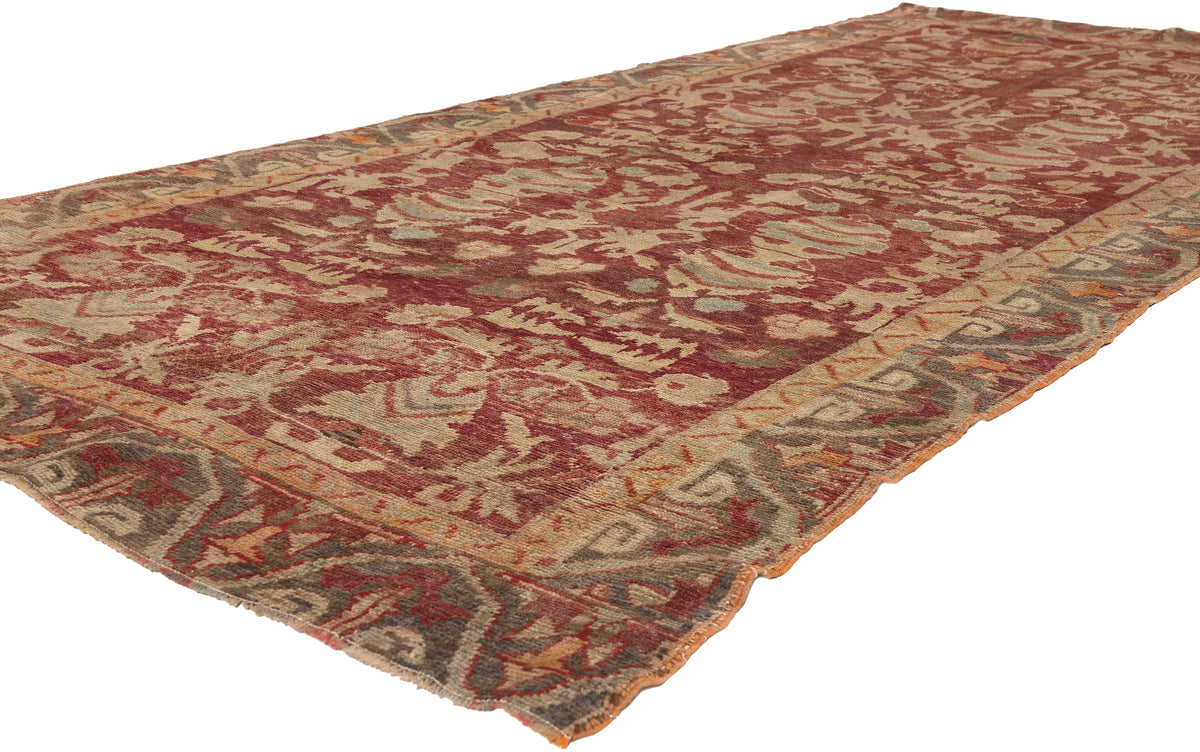 5 x 10 - Red Vintage Turkish Oushak Rug - 52253