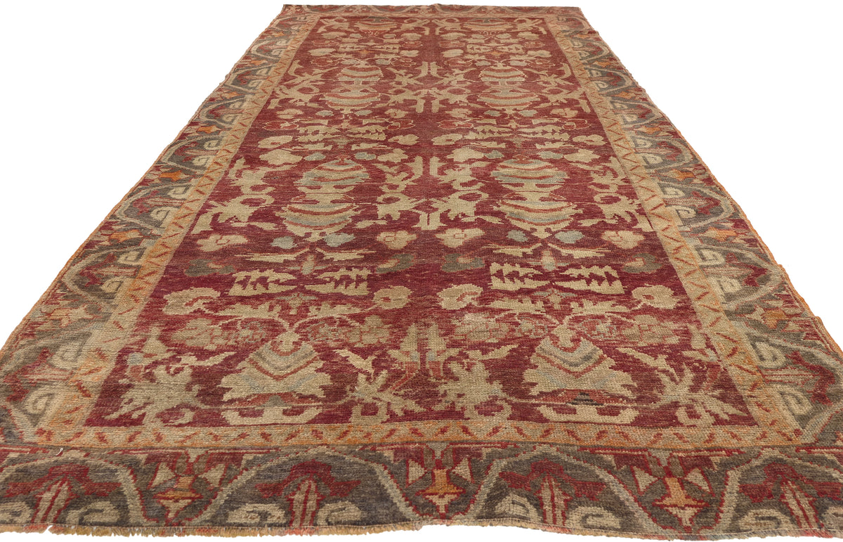 5 x 10 - Red Vintage Turkish Oushak Rug - 52253