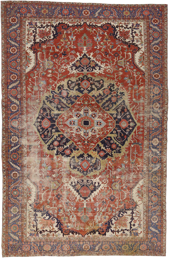 13 x 20 - Red Antique Persian Serapi Rug - 52303