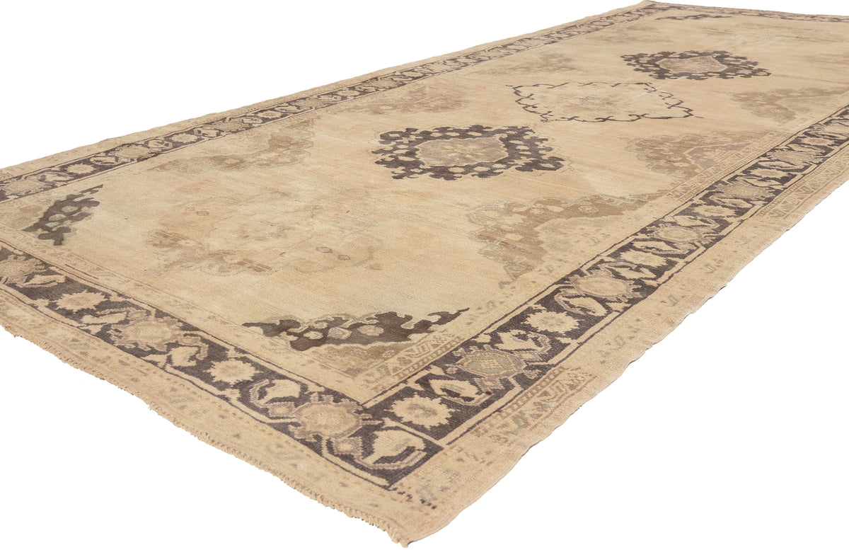 5 x 12 - Beige Vintage Turkish Oushak Rug - 52309