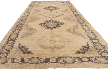 5 x 12 - Beige Vintage Turkish Oushak Rug - 52309