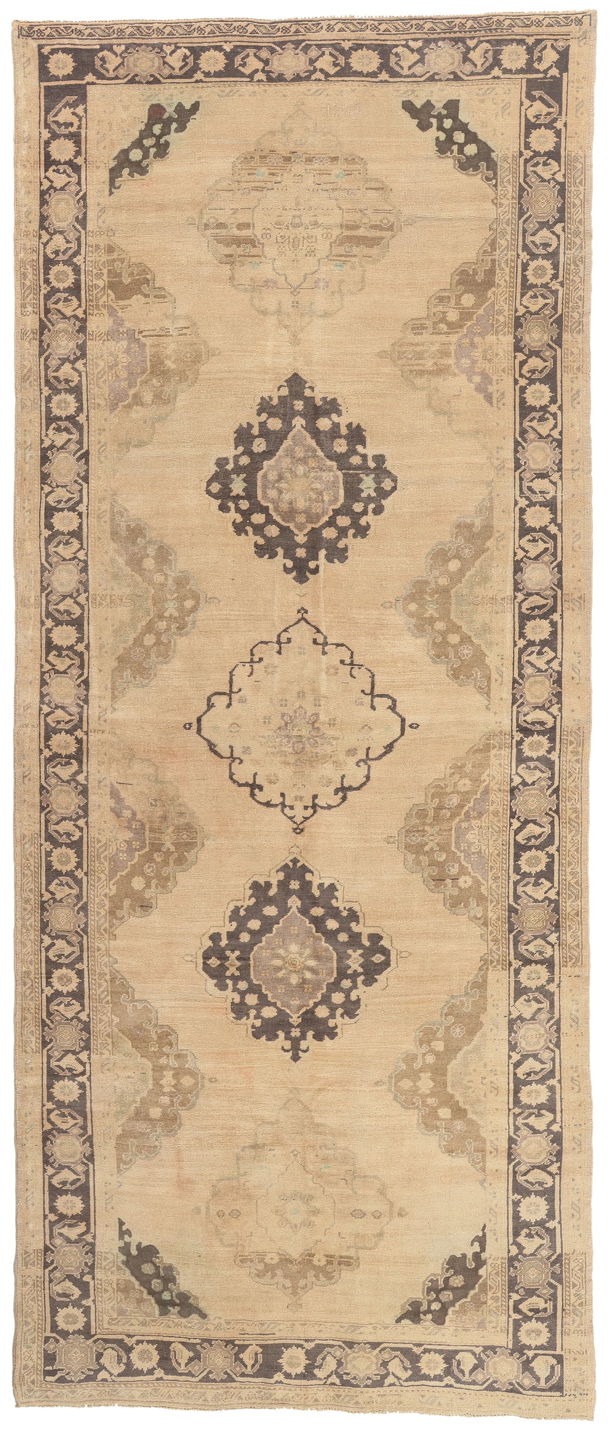 5 x 12 - Beige Vintage Turkish Oushak Rug - 52309