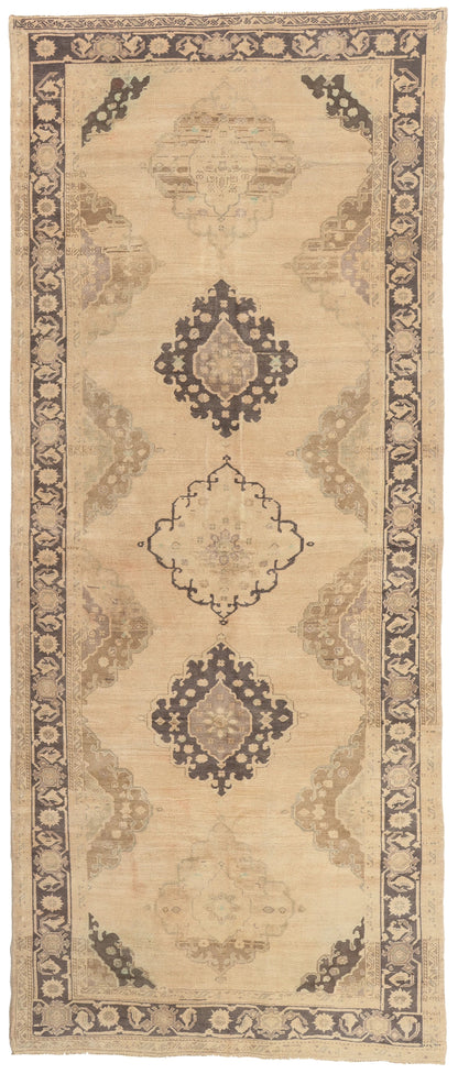 5 x 12 - Beige Vintage Turkish Oushak Rug - 52309