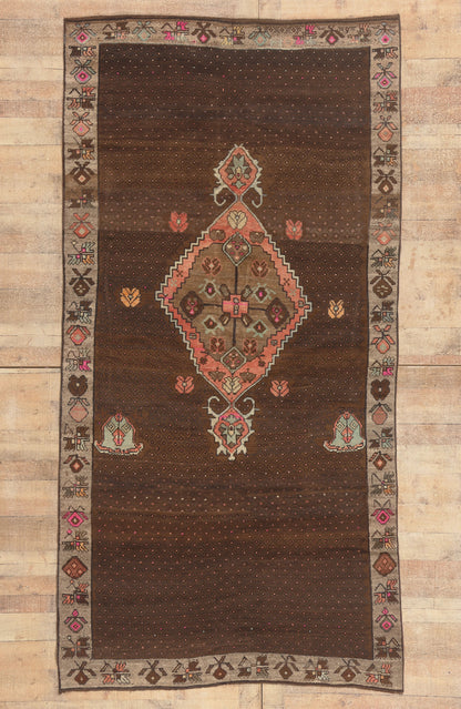 5 x 10 - Brown Vintage Turkish Oushak Rug - 52314