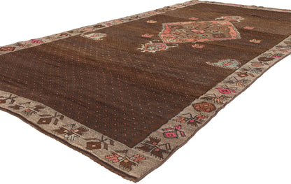 5 x 10 - Brown Vintage Turkish Oushak Rug - 52314