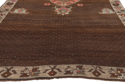 5 x 10 - Brown Vintage Turkish Oushak Rug - 52314
