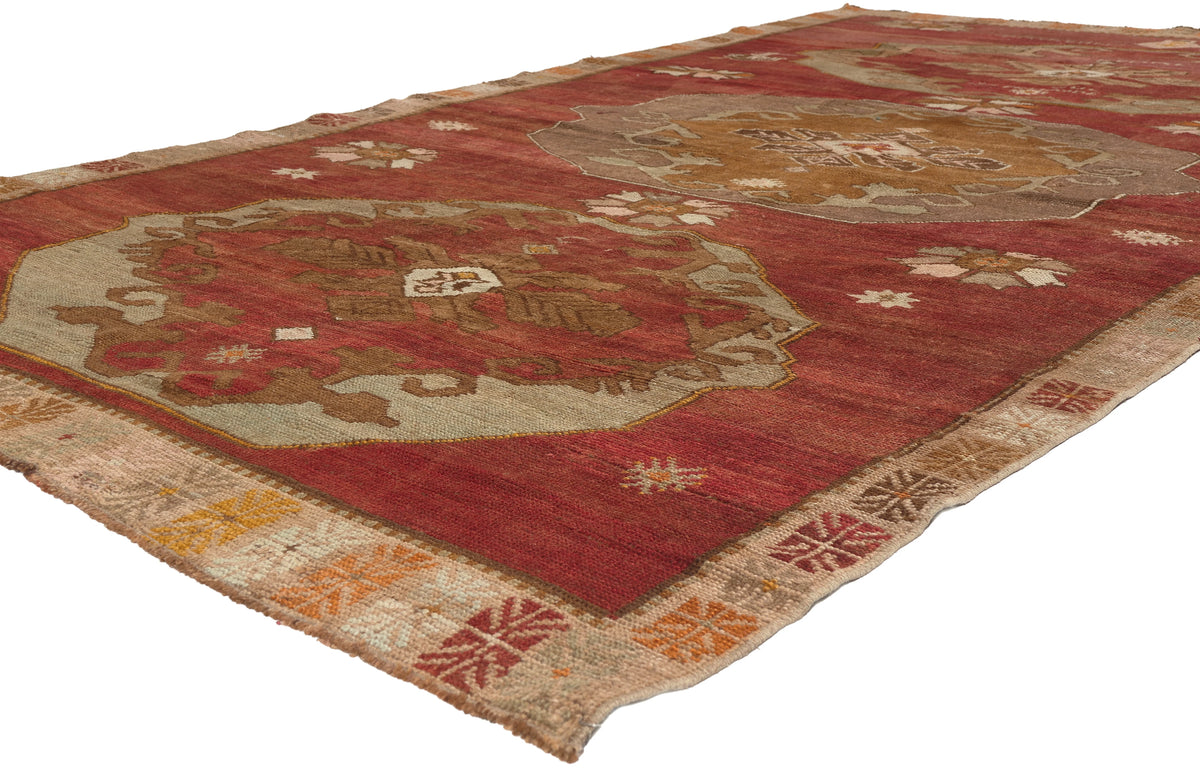 6 x 11 - Red Vintage Turkish Oushak Rug - 52316