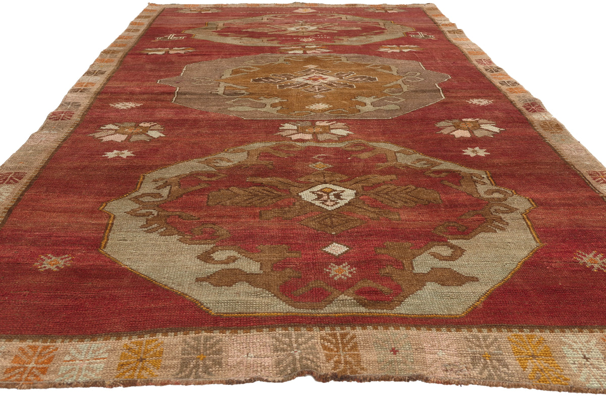 6 x 11 - Red Vintage Turkish Oushak Rug - 52316